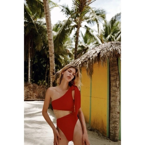 SAME Los Angeles Other - Skin by SAME / Revolve Cut Out One Piece Swimsuit in Ribbed Red